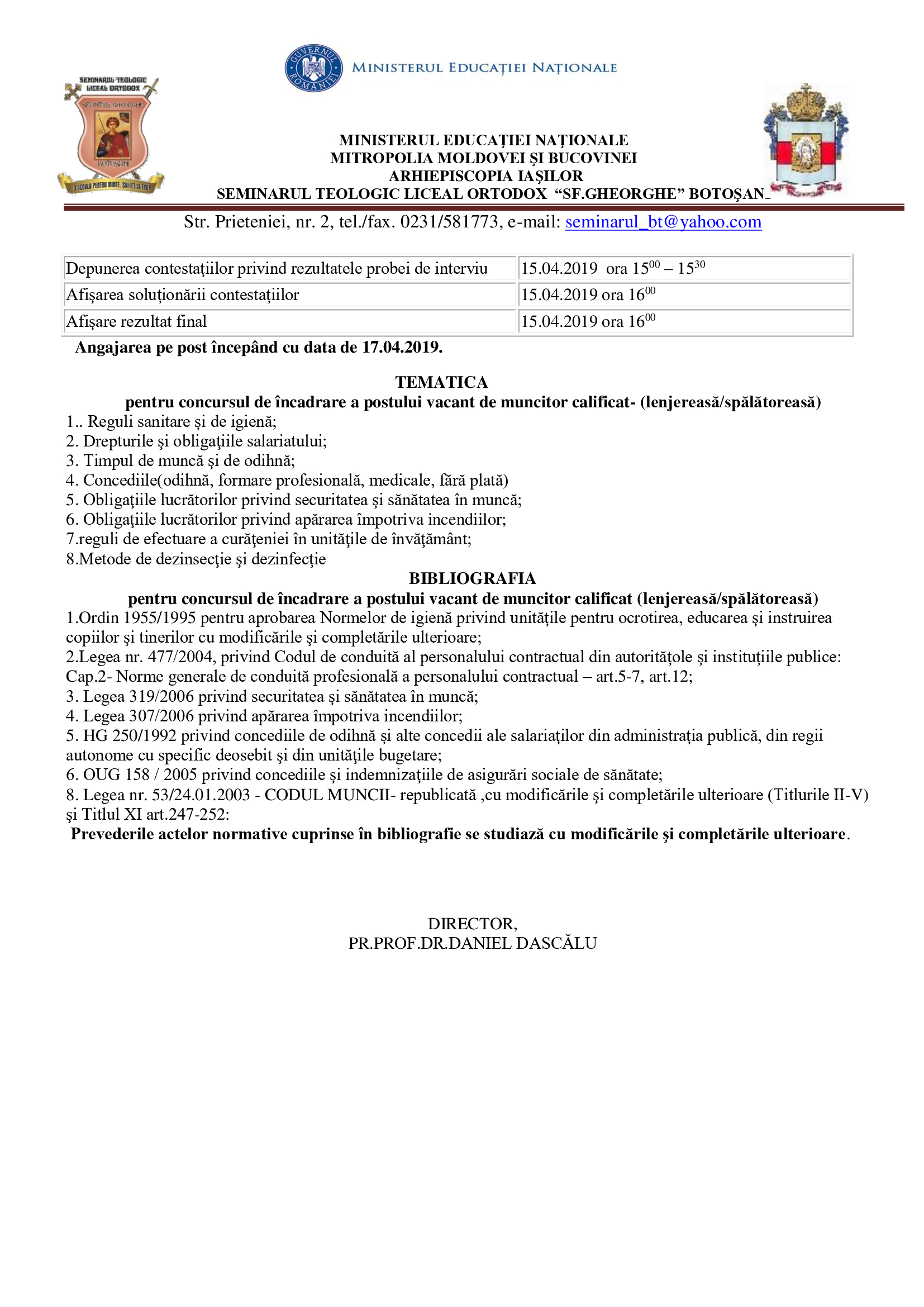 Anunț de angajare SPĂLĂTOREASĂ