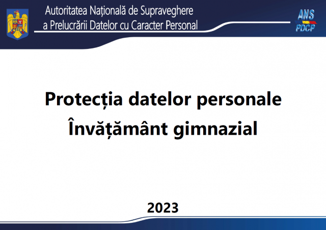 Protecția datelor personale Învățământ gimnazial 2023